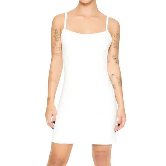Forever 21 | Dresses | Forever 2 Xsmall White Denim Bodycon Cami Mini Dress Nwt